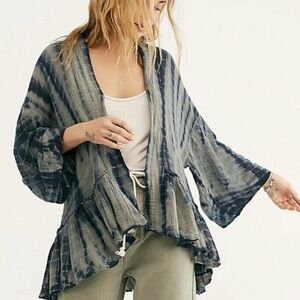 NWT Free People Navy Tie-Dye Kimono Oversized XS-S